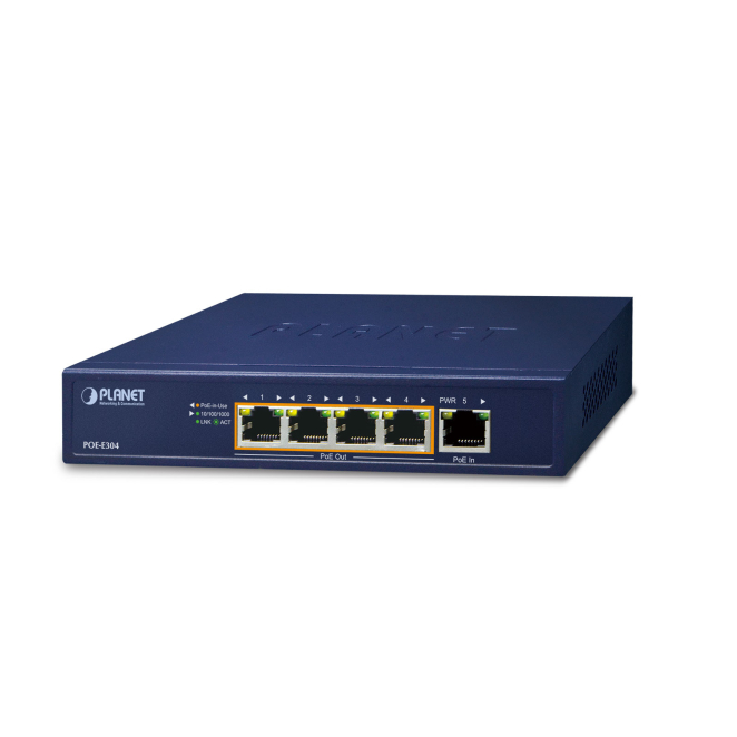 PLANET POE-E304 ampliador de red Transmisor y receptor de red Azul 10, 100, 1000 Mbit/s