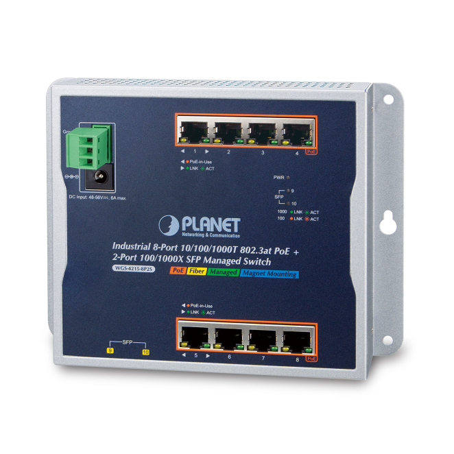 PLANET WGS-4215-8P2S switch Gestionado Gigabit Ethernet (10/100/1000) Energía sobre Ethernet (PoE) Negro