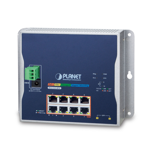 PLANET WGS-5225-8P2S switch Gestionado L2+/L4 Gigabit Ethernet (10/100/1000) Energía sobre Ethernet (PoE) Negro