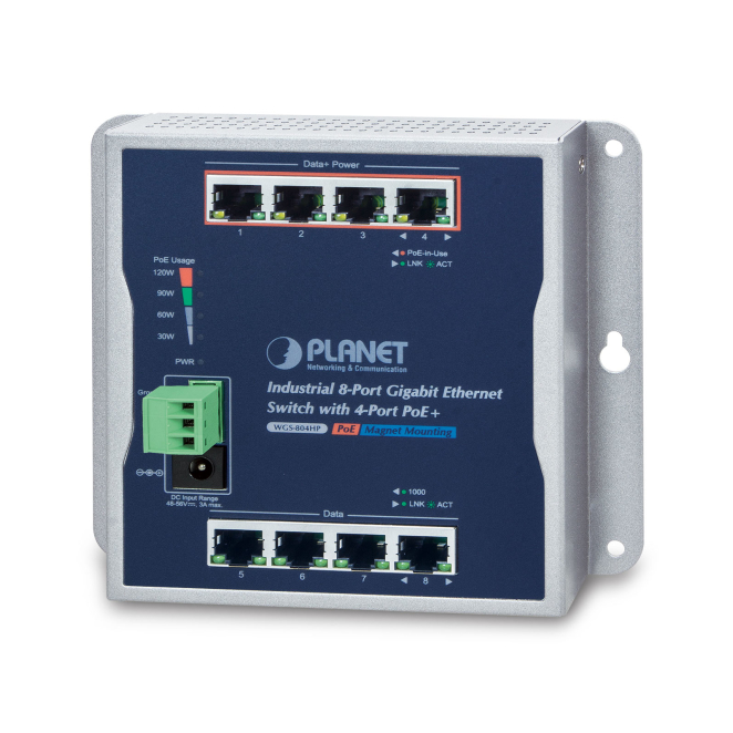 PLANET WGS-804HP switch No administrado L2 Gigabit Ethernet (10/100/1000) Energía sobre Ethernet (PoE) Negro