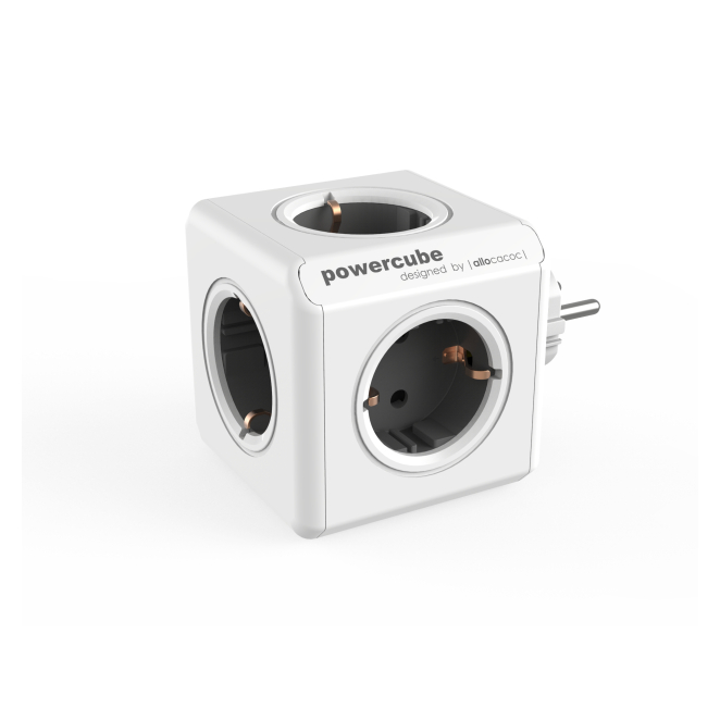 Allocacoc PowerCube Original base múltiple 5 salidas AC Interior Gris, Blanco