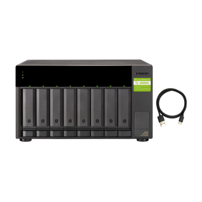 QNAP TL-D800C caja para disco duro externo Carcasa de disco duro/SSD Negro, Gris 2.5/3.5″