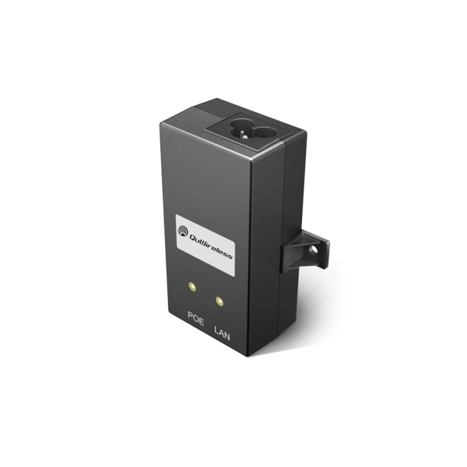 Vista lateral del QuWireless P248U adaptador e inyector de PoE 24 V