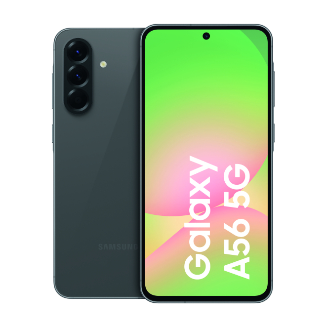 Samsung Galaxy A56 vista frontal y trasera mostrando sus cámaras