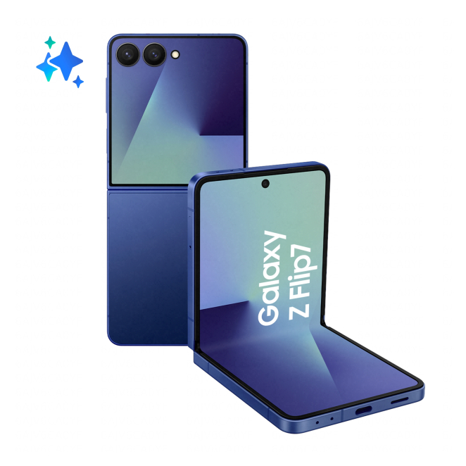 Samsung Galaxy Z Flip7 con diseño elegante en azul