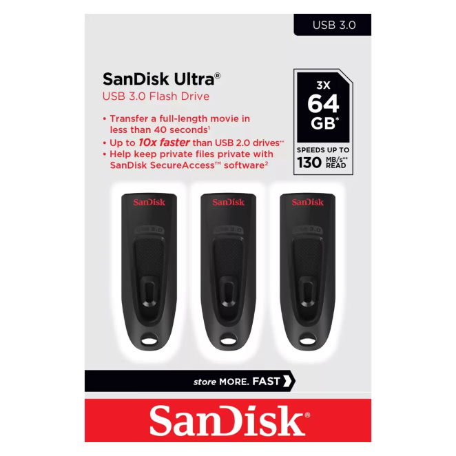 SanDisk Ultra unidad flash USB 64 GB USB tipo A 3.2 Gen 1 (3.1 Gen 1) Negro