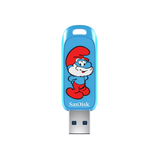 SanDisk Smurf unidad flash USB 64 GB vista lateral