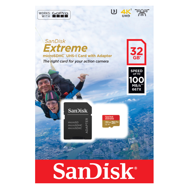 SanDisk Extreme 32 GB MicroSDHC UHS-I Clase 10 en uso