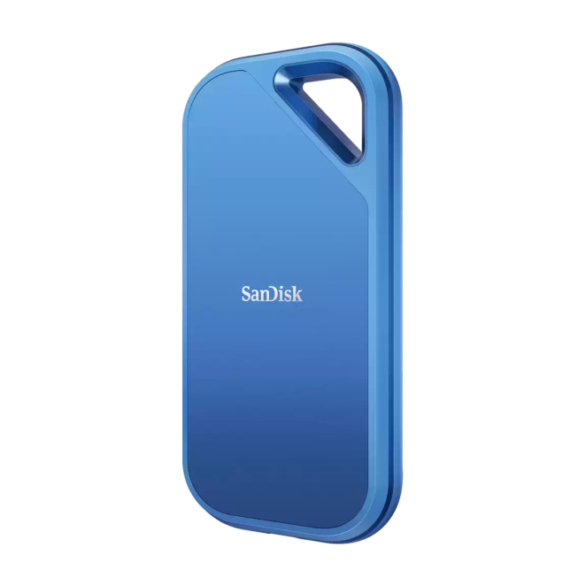 SanDisk Creator Pro 2 TB USB Tipo C USB 3.2 Gen 2x2 Azul mostrando diseño elegante y compacto