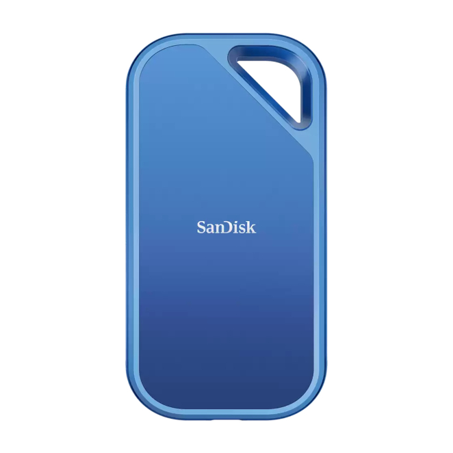 SanDisk Creator Pro 2 TB USB Tipo C USB 3.2 Gen 2x2 Azul mostrando conexión USB Tipo C