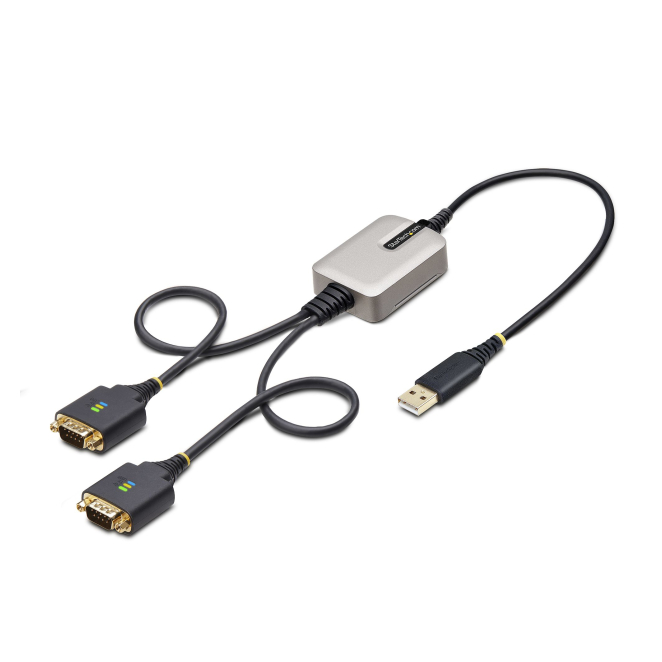 StarTech.com Cable Adaptador USB a 2 Puertos Serie de 60cm - Cable Conversor USB a Serial - Retención COM - FTDI - Protección ESD Nivel 4 - Tornillos Intercambiables -Win/macOS/ChromeOS/Linux