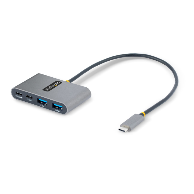 StarTech.com Hub Concentrador USB-C de 4 Puertos con Entrega de Alimentación de 100W de Paso - Ladrón USB Tipo C - - 2x USB-A + 2x USB-C - 5Gbps - Cable de 30cm - Splitter USB - Power Delivery 100W