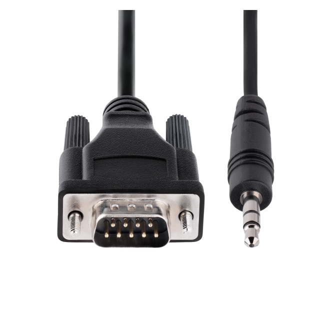 StarTech.com Cable de 1m Serie DB9 a 3,5mm en uso