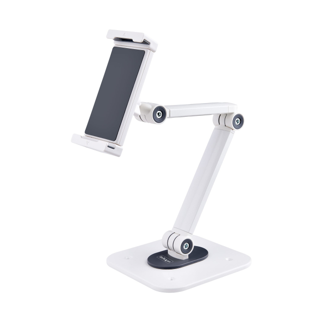 StarTech.com Soporte Ajustable de Sobremesa para Tablet - de Montaje en Pared - 1kg de Capacidad - Base Ergonómica Ajustable para Tablet - con Giro, Rotación e Inclinación