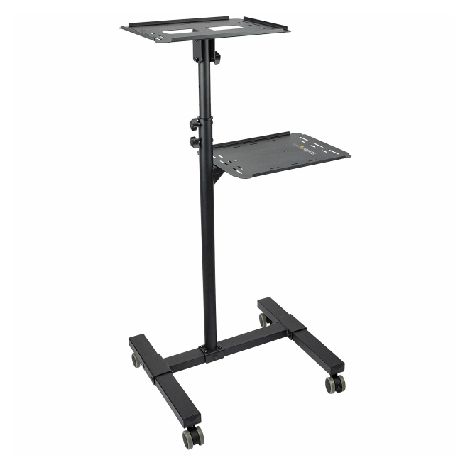 StarTech.com Soporte Móvil para Proyector y Ordenador Portátil - Carrito de Servicio Pesado para Proyector (2 Estantes) - de Altura Ajustable para Presentaciones - con Ruedas Bloqueables