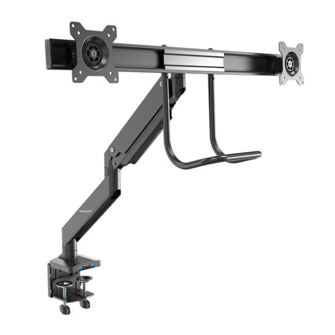 StarTech.com Brazo de Soporte de Montaje para 2 Monitores - con 2 Puertos USB 3.0 - con Instalación por Grommet o Mordaza para Mesa de Escritorio