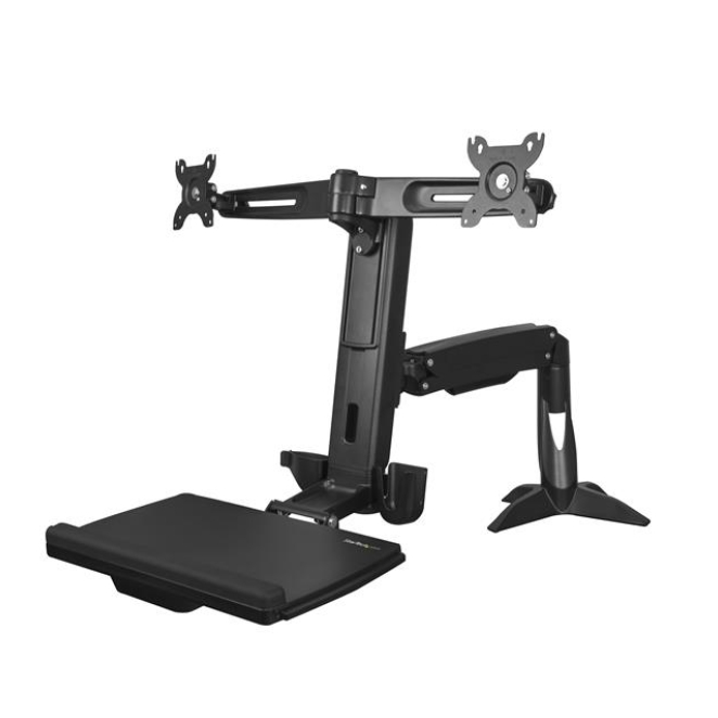 StarTech.com Brazo para 2 Monitores de hasta 24 Pulgadas - Brazo de Soporte VESA para dos Pantallas de Pie y Sentado de Altura Ajustable