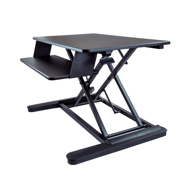 StarTech.com Estación de Trabajo de Pie y Sentado para 2 Monitores de hasta 24″ o 1 Monitor de 30″ - Escritorio Ergonómico Ajustable en Altura con Bandeja de Teclado 88,9cm x 53,3cm