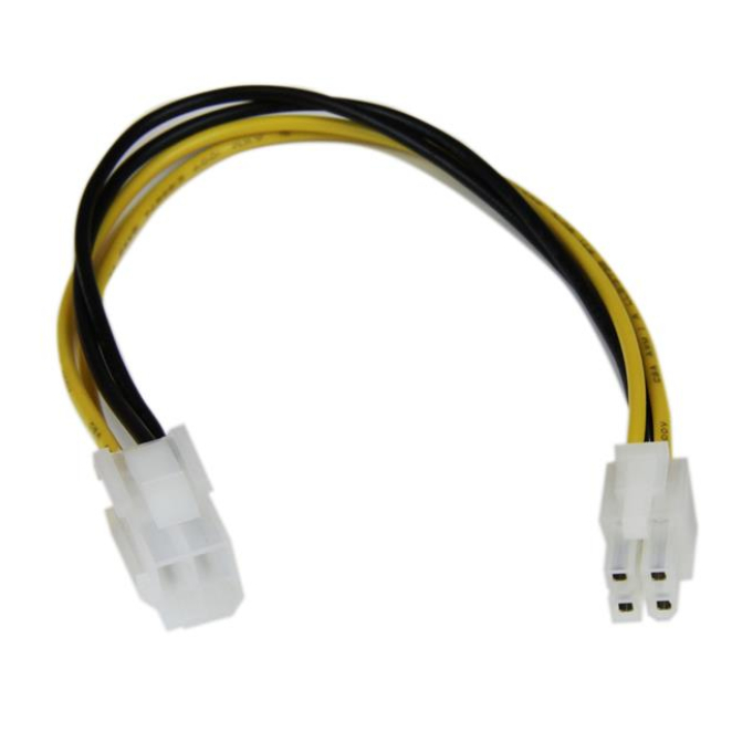 StarTech.com Cable 20cm Extensión Alargador Alimentación Corriente Placa Base ATX12V 4 Pines P4 - Macho a Hembra