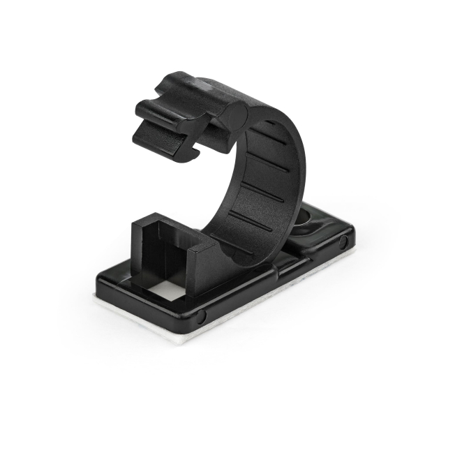 StarTech.com 100 Clips de Gestión de Cableado Adhesivos - Negro - Organizador de Cableado para Escritorios/Oficinas - Mordaza de Nylon Autoadhesiva con Clasificación contra Fuego UL/94V-2