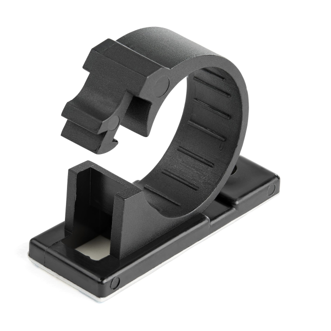 StarTech.com 100 Clips de Gestión de Cableado Adhesivos - Negro - Organizador de Cableado para Escritorios/Oficinas - Mordaza de Nylon Autoadhesiva con Clasificación contra Fuego UL/94V-2
