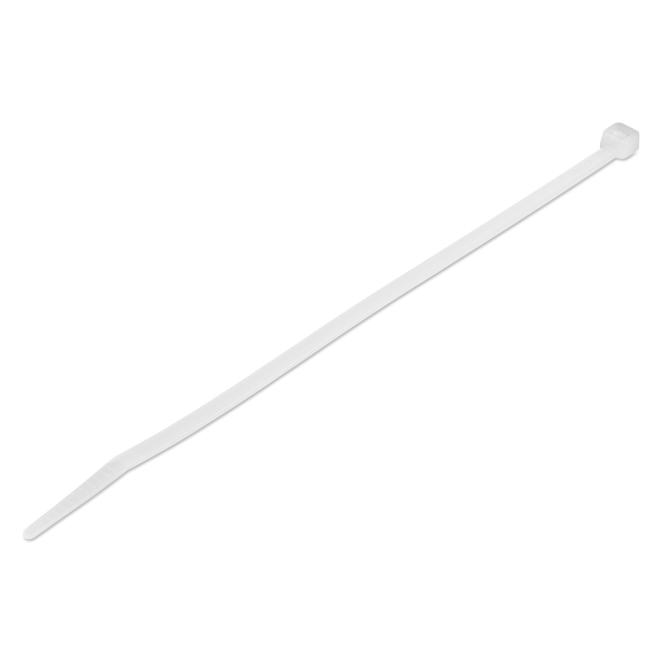 StarTech.com Bridas de 20cm para cables - 4 mm de ancho, 55 mm de diámetro, soportan 22 kg de tensión, de nylon, cierre automático y punta curva, 94V-2/UL, paquete de 100 - blancas