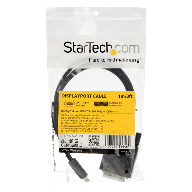 StarTech.com Cable de 1m USB-C a DVI - 1920 x 1200 - Negro, fácil de usar y de alta durabilidad