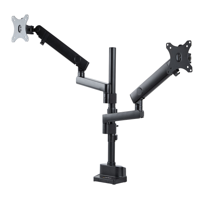 StarTech.com Brazo de Soporte para Dos Monitores - Base Soporte de Movimiento Articulado y Altura Ajustable para 2 Monitores VESA de hasta 32 Pulgadas 8kg - Grommet o Mordaza