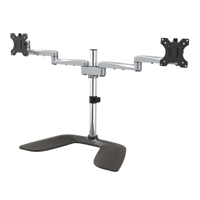 StarTech.com Soporte VESA de Escritorio para Dos Monitores - Soporte Ergonómico para Pantallas hasta 32″ con Montaje VESA - Soporte Articulado Autoportante - Altura ajustable - Plata