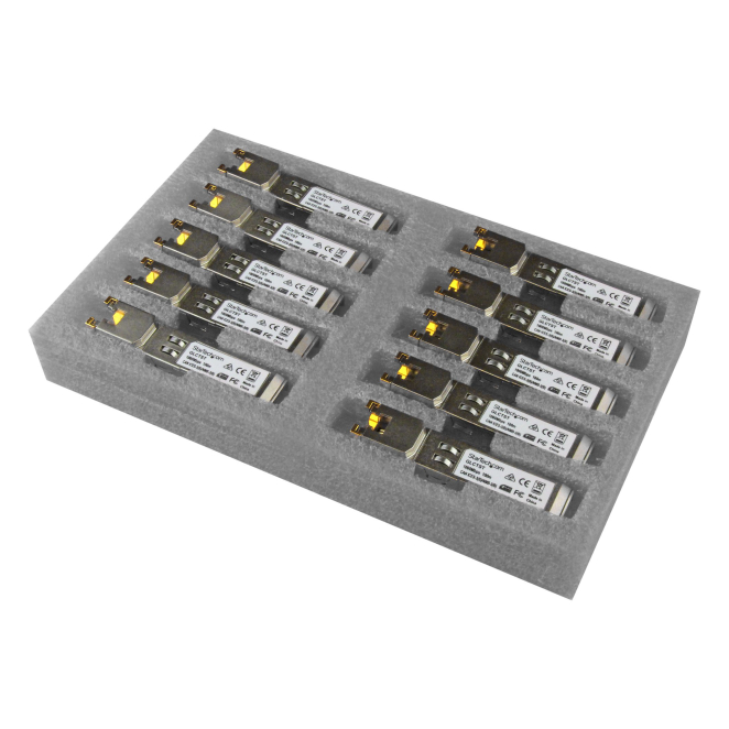 StarTech.com Paquete de 10 Módulos SFP Compatibles con Cisco GLC-T - 1000BASE-T - SFP a RJ45 Cat6 / Cat5e - SFP Ethernet Gigabit de 1Gb - RJ45 - 100m - Cisco Firepower, ASR920, IE2000