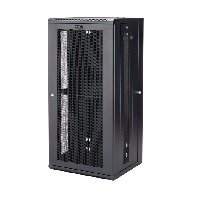 StarTech.com Armario Rack de Pared para Servidores 26U 19″ 4 Columnas y Estante 1U - Rack de Servidores de Montaje en Pared con Bisagra - Rack Ventilado para Equipo de Red