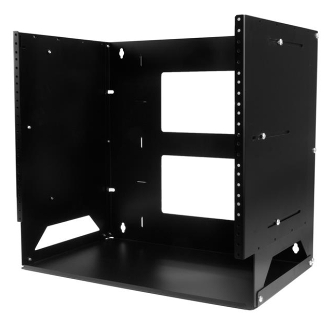 StarTech.com Rack de Servidores Abierto de 8U de Pared - de 2 Columnas - con Estante Integrado - de Profundidad Ajustable - para Equipo de AV - TAA