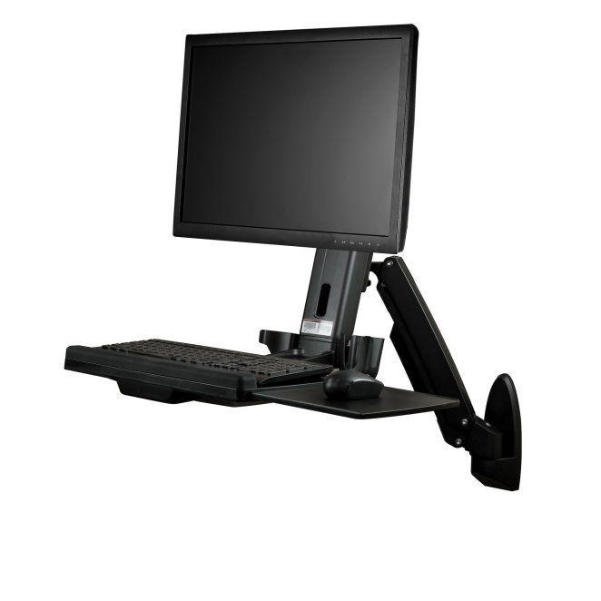 StarTech.com Estación de Trabajo de Pie y Sentado para Montaje en Pared - Para Un Monitor de hasta 24 Pulgadas - Escritorio Ergonómico