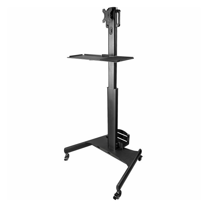 StarTech.com Carrito Ergonómico con Ajuste de Altura para Estación de Trabajo Móvil - con Soporte VESA para Monitor - con Soporte para CPU - con Bandeja para Teclado - Workstation Móvil con Ruedas