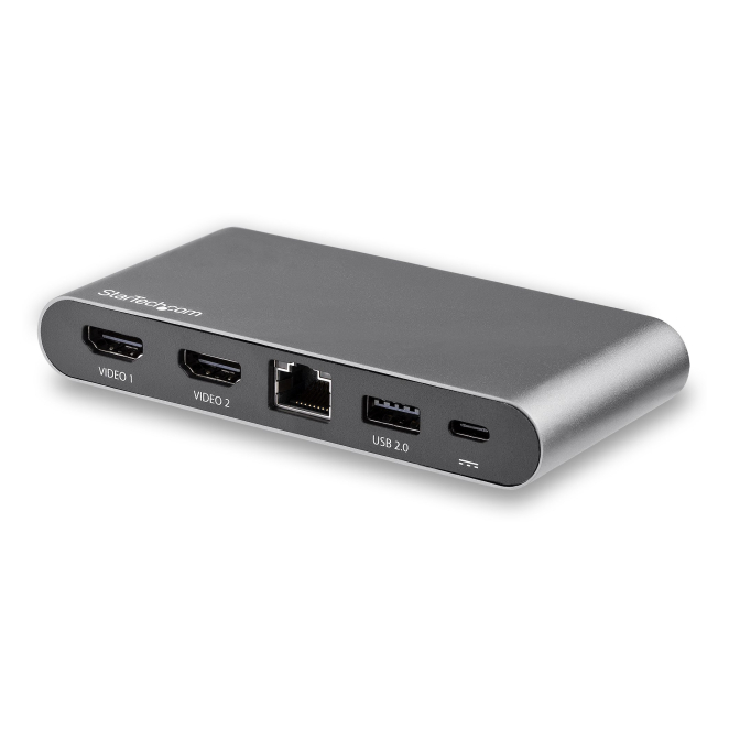 StarTech.com Docking Station USB C para 2 Monitores HDMI 4K - Entrega de Potencia de 100W Passthrough - GbE, Concentrador de 2 Puertos USB-A - Dock USB Tipo-C para Ordenador Portátil con Cable de 1m