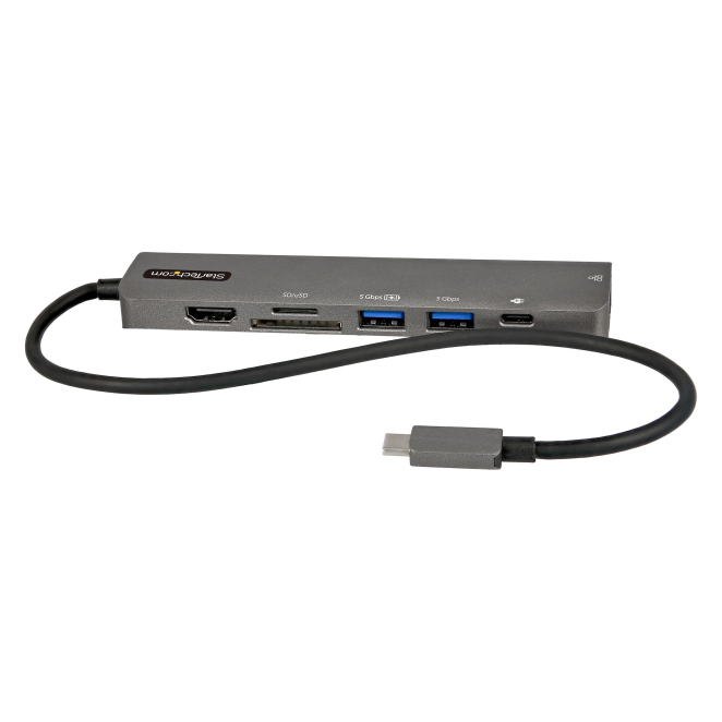 StarTech.com Adaptador Multipuertos USB C - Docking Station USB Tipo C a HDMI 2.0 4K 60Hz - Entrega de Alimentación 100W Pass-through - SD - MicroSD - Hub USB 3.0 de 2 Puertos - GbE - con Cable 30cm