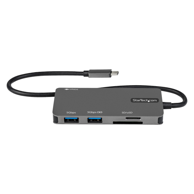 Adaptador multipuertos USB C StarTech.com mostrando puertos
