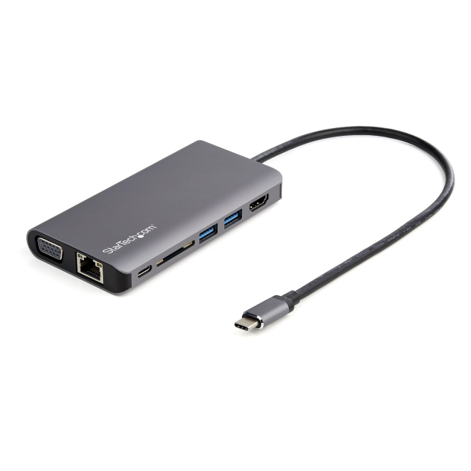StarTech.com Adaptador Multipuertos USB-C - Mini Docking Station para Viajes con HDMI de 4K o VGA de 1080p - con Hub Ladrón USB 3.0 - PD de 100W - SD - Ethernet - Audio y Micrófono - Replicador de Puertos Portátil
