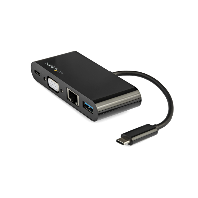 StarTech.com Docking Station USB-C para Portátiles - Mini Replicador de Puertos para Monitor VGA 1080p - Entrega de Alimentación de 60W Passthrough - USB 3.1 Gen 1 Tipo-A 5Gbps, Gigabit Ethernet - Adaptador Multipuertos USB Tipo C