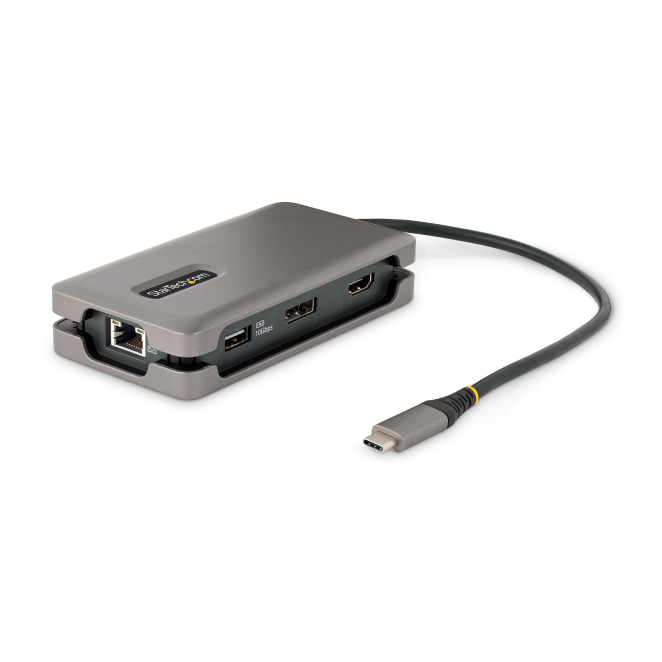 StarTech.com Adaptador Multipuertos USB-C - HDMI/DP 4K a 60Hz - Hub Ladrón USB de 3 Puertos - Power Delivery de Paso de 100W - GbE - Docking Station USB Tipo C de Viajes - Cable de 30cm