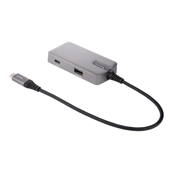 StarTech.com Adaptador Multipuertos USB C - USB-C a HDMI 2.0 4K 60Hz, PD con Paso de 100W - Hub USB de 3 Puertos de 10Gbps - Mini Docking Station USB Tipo C Portátil - Cable de 25cm