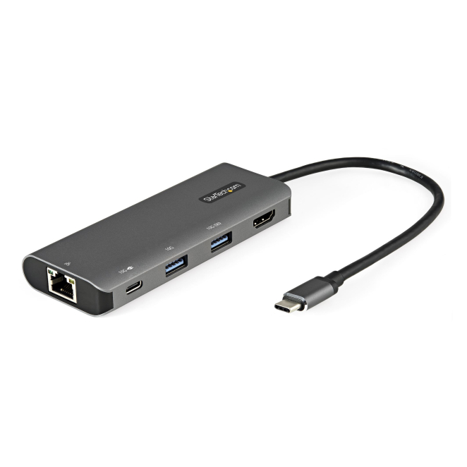 StarTech.com Adaptador Multipuertos USB C - Mini Docking Station USB Tipo C con HDMI de 4K 30Hz - con PD de 100W - con Hub Ladrón Concentrador USB de 3 Puertos - Red GbE - Base Dock para Ordenador Portátil