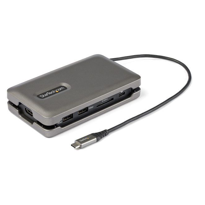 StarTech.com Adaptador Multipuertos USB-C - USB Tipo C a HDMI 2.0 4K a 60Hz - Hub Ladrón USB de 2 Puertos de 10Gbps - con PD de Paso de 100W - GbE - SD/MicroSD - Mini Docking Station