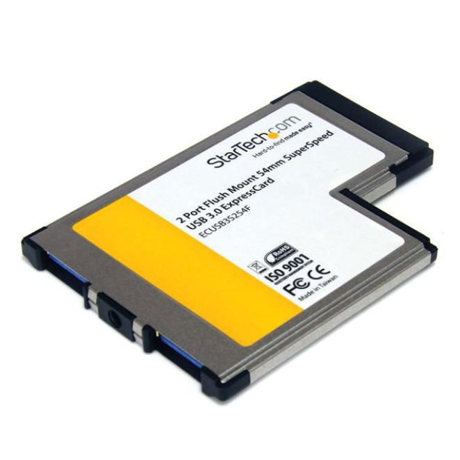 StarTech.com Tarjeta Adaptador ExpressCard/54 USB 3.0 SuperSpeed de 2 Puertos con UASP - Montaje al Ras - Flush Mount