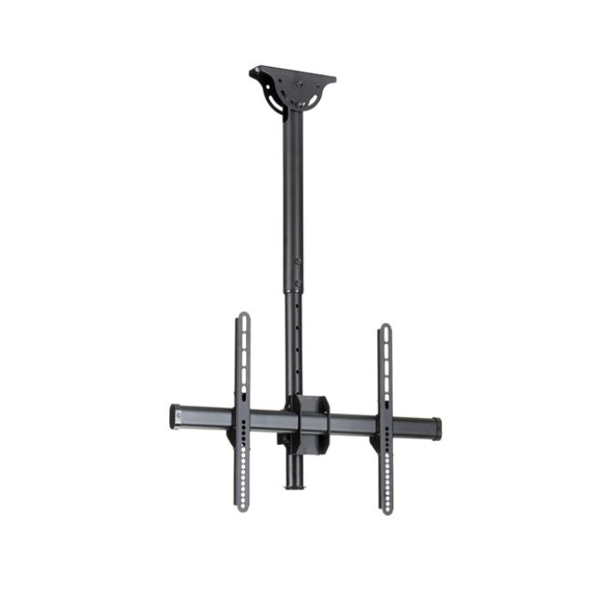 StarTech.com Soporte de Techo para TV - Soporte Universal de Cielo Raso para TV de Movimiento Total con Mástil Telescópico Largo Ajustable - Soporte VESA para Pantallas 32″ a 75″ - Giro e Inclinación