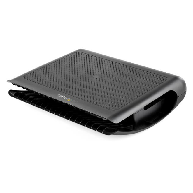 StarTech.com Reposapiés Ergonómico Basculante con Gestión de Cableado y Almacenamiento - Soporte de Piés para Debajo del Escritorio - Descansapiés Negro para Estación de Trabajo de Oficina - Antideslizante