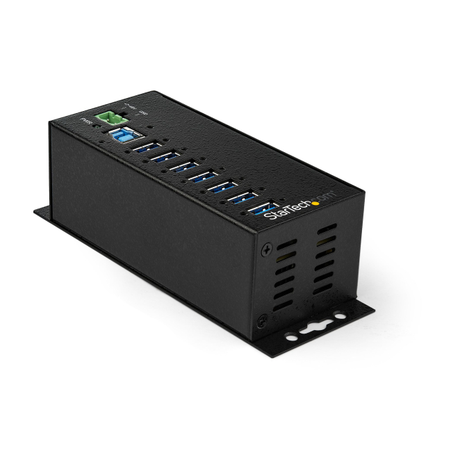 StarTech.com Hub Concentrador Ladrón USB de 7 Puertos con Adaptador de Corriente - con Protección ESD 350W - Hub Industrial USB 3.0 - de Pared Carril DIN o Mesa - Hub USB 3.2 Gen 1 de 5Gbps