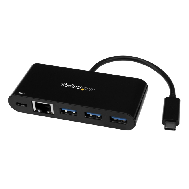 StarTech.com Hub Concentrador USB 3.0 USB-C de 3 Puertos con Ethernet Gigabit y Entrega de Alimentación de 60W con Puerto Pass-Through - USB Tipo C a 3 Puertos USB-A (USB 3.0 SuperSpeed de 5Gbps) - Ladrón Adaptador USB 3.2 Gen 1 Tipo C