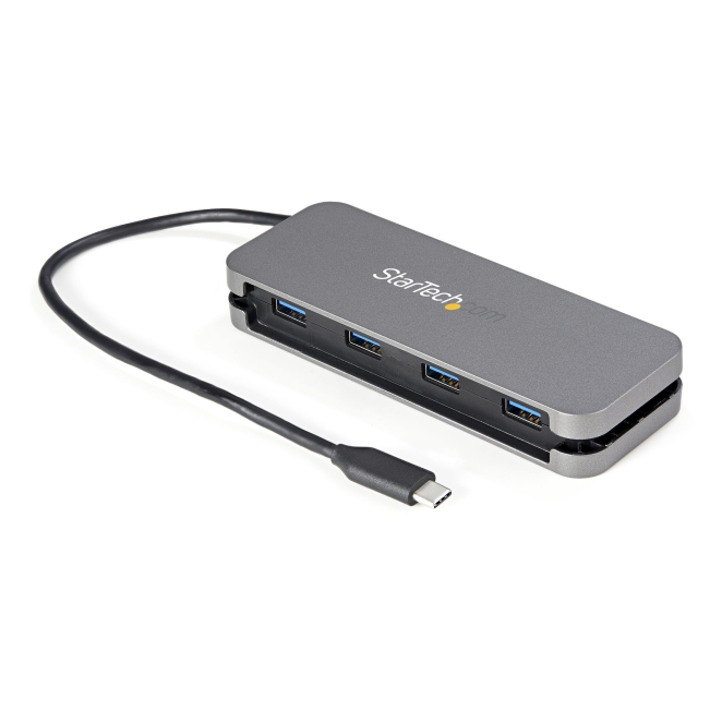 StarTech.com Hub Ladrón USB C de 4 Puertos - 4x USB-A - Concentrador USB 3.0 Tipo C de 5Gbps (USB 3.2 Gen 1) - Hub Portátil USB-C a USB-A - con Cable de 28,5cm con Gestión de Cableado (HB30CM4AB)