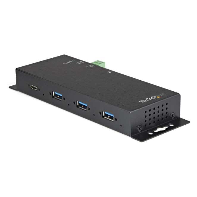 StarTech.com Hub USB-C de 4 Puertos de 10Gbps - Ladrón Concentrador USB Tipo C Industrial de Metal con 3 Puertos USB-A y 1 USBC - Protección ESD - Concentrador Autoalimentado USB 3.2 Gen 2